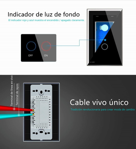 Imagen 5 de 7 de Interruptor De Luz De Pared Con Panel Táctil Negro 2 Gang