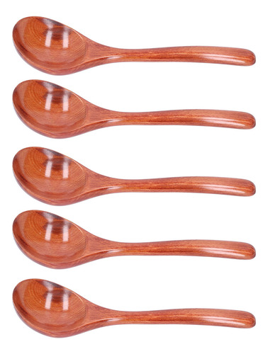 Cucharas De Sopa Dark Spoon De Madera Con Mango Largo, 5 Uni