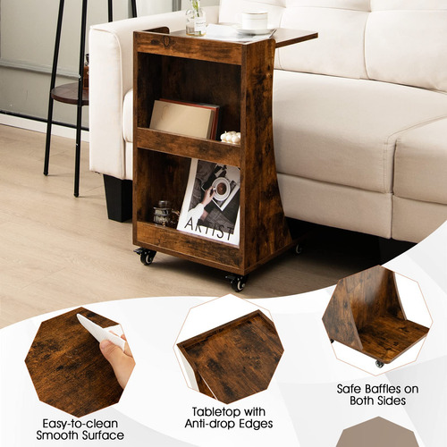 Goflame Mesa Auxiliar En Forma De C Mesa Auxiliar De Sofá