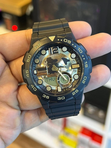 Reloj Hombre Casio Aeq100 Caucho Telememo Cronómetro Alarmas