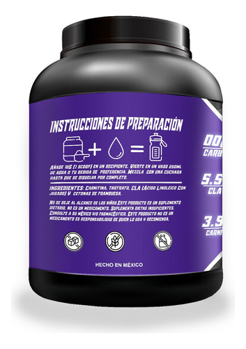 Cla + Carnitina Wolf Suplements 1kg Pre Entreno 100servicios Naranja