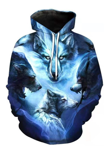 Sudadera Digital Lindo Estampado Lobo De Hielo