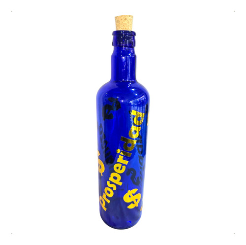 3 Botellas De Vidrio Azul Prosperidad,riqueza Y Abundancia Azul
