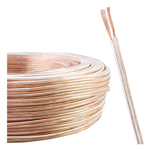 Fio Paralelo 2 X 1mm 50m Technoise 100% Cobre Cabo Som Alto Falante Cristal