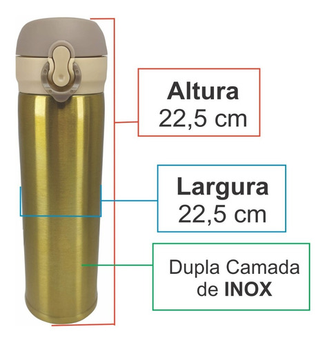 Imagem 5 de 7 de Kit 5 Garrafas Térmicas Atacado Garrafinha Quente Frio 450ml