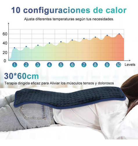 Almohadilla Térmica Cojín Eléctrico 10 Niveles Temperatura