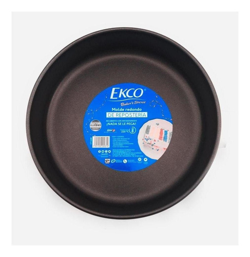 Molde Redondo Para Repostería 26 Cm Con Antiadherente Ekco Color Negro