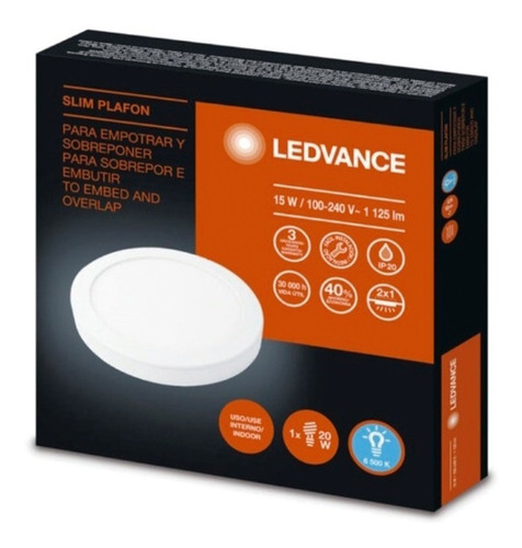 Imagen 1 de 5 de Panel Plafon Led Osram Ledvance 15w Slim Embutir Y Aplicar