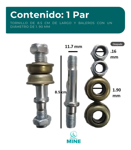 Par Baleros Para Silla De Ruedas Llanta Delantera Sc-b49 Color Plateado