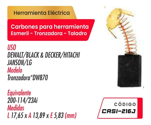 Par De Carbones Casi-216j Codire P/esmeril-tronzadora-taladr