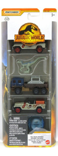 Jurassic World  Pack X 5 Pcs Matchbox Autos Dino Blue Girosf