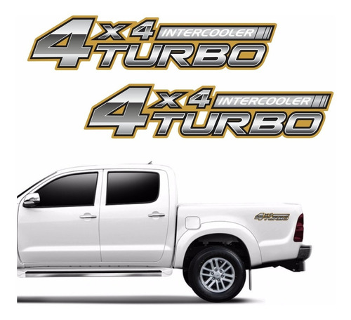 Par Adesivos Compatível Hilux 4x2 Dohc 2.7l Gas 16 Vvti R663 Cor PRATA