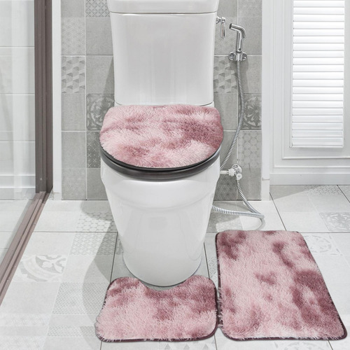 Juego De 3 Alfombrillas De Baño Con Tapa De Inodoro