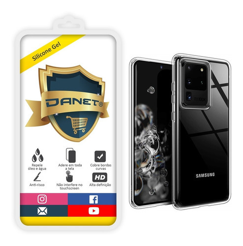 Kit Capa Tpu Para Galaxy S20 Ultra 5g Tela 6.9 + Película Cor Transparente