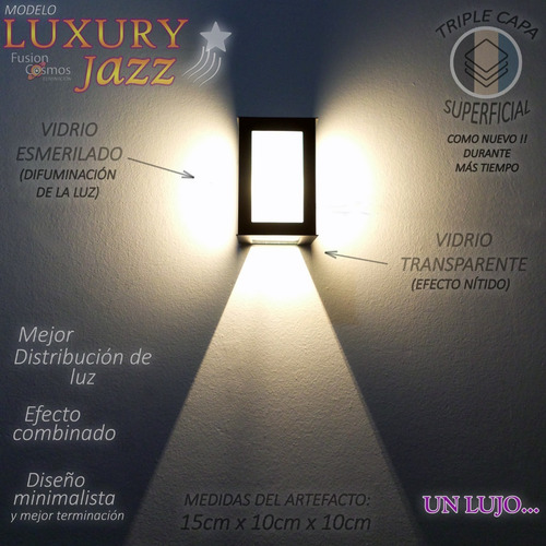 Imagen 2 de 10 de Aplique Pared Exterior Unidireccional Farol Led 12w Pack X2u