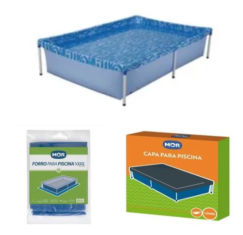 Piscina Infantil Retangular + Capa Standard + Forro 1000l