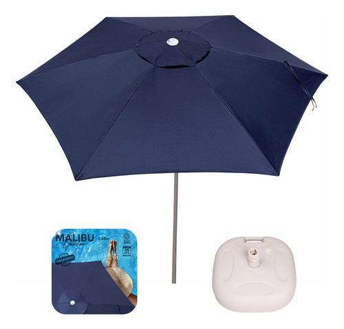 Kit Guarda Sol Ombrelone 2,6m Alumínio Base Plástica Piscina