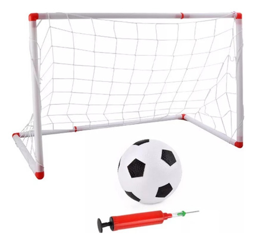 Juego De Fútbol Grande Arco Pelota Inflador 51122 Color Blanco