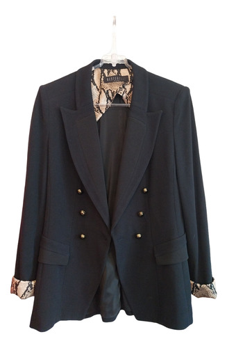 Saco Blazer Bestibelli Negro Doble Abotonadura Forro Animal (Usado)