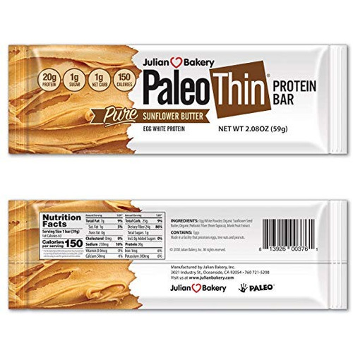 Paleo Thin® Protein Bar (girasol Mantequilla) (150 Cal) (pro