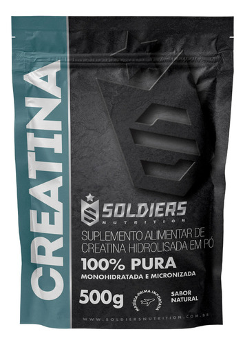 Creatina Monohidratada 500g 100% Pura Soldiers Nutrition Sabor Natural