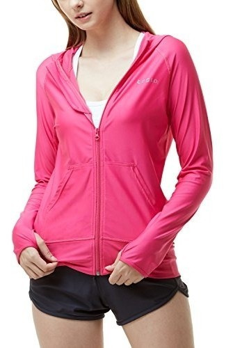 Tm-fsz02-mgt_large Tesla Women's Upf 50+ Hoodie Zip Front Lo