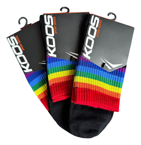 Tin Largo Rayas Orgullo Gay Lgbt Arcoiris 23-26 Cm 6 Pares