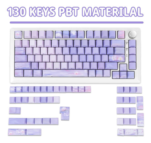 Pbt - Juego De Teclas Impresas En Color Morado Degradado Con