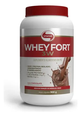 Whey Fort 3w 900g Chocolate Vitafor — R$ 181,84 em Mercado Livre, 39% OFF