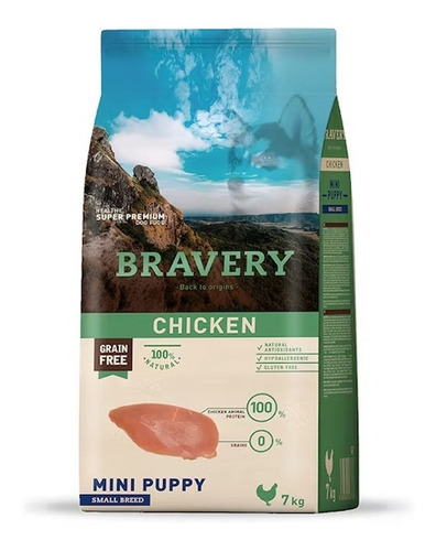 Alimento Para Perros Raza Pequeña Puppy Bravery Pollo 7kg