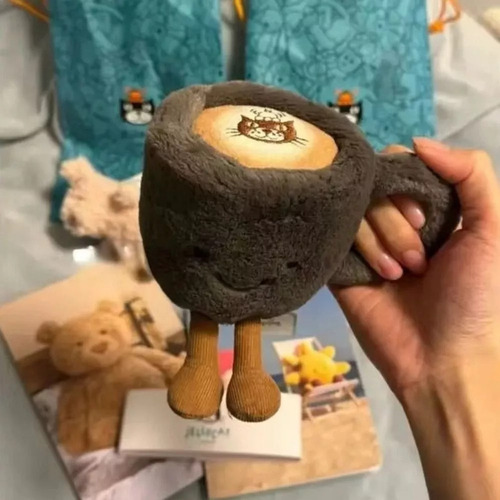 Para Juguete De Peluche Con Taza De Café En Grano De Café