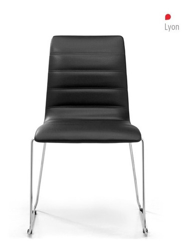 Silla-sillón Oficina Para Escritorio Base Trineo Cromada Color Negro Material Del Tapizado Ecocuer