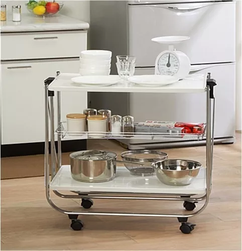 Mueble auxiliar de cocina con ruedas y mesa de cerámica