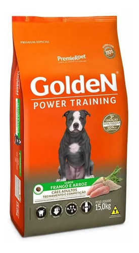 Ração Power Training Cães Adultos Frango/arroz 15kg Golden
