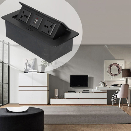 . Enchufe Emergente De Mesa Doble Toma De Corriente Usb Hub