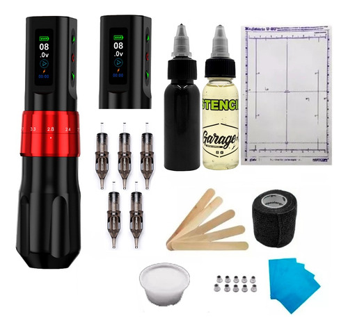 Kit Para Tatuar Con Maquina Pen Inalambrica Big Wasp V78