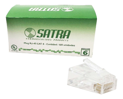 Satra - Conector Plug Rj45 Cat6 Caja Por 100und