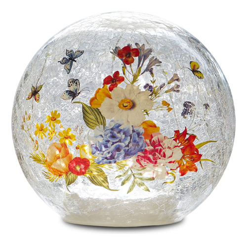 Berscah Lampara Mesa Cristal Forma Bola Diseño Flor Luz Orbe
