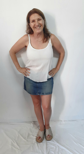 Blusa Voile Blanco Cenizas Talle M Breteles Finitos Pinzas