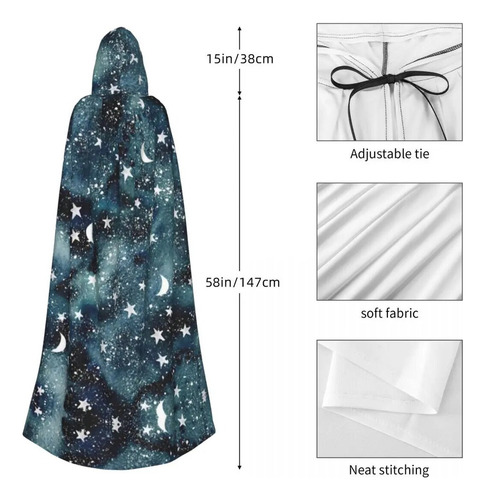 Capa Unissex Com Capuz Lunar Estrelado, Estrela Com Capa E C