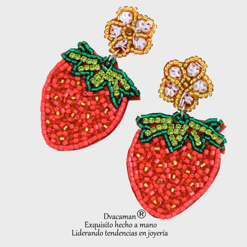 Pendientes Colgantes Bohemios Con Cuentas De Fresa Hechos A