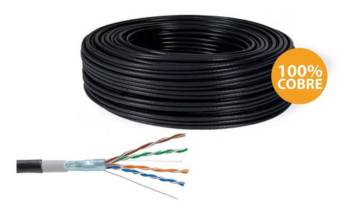 Rollo Cable 20m Ftp Blindado Cat 5e Exterior 100% Cobre 