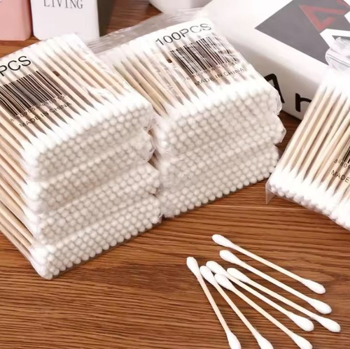 Cotonete 600 Pz De Algodon Con Caja De Almacenamiento Bambu