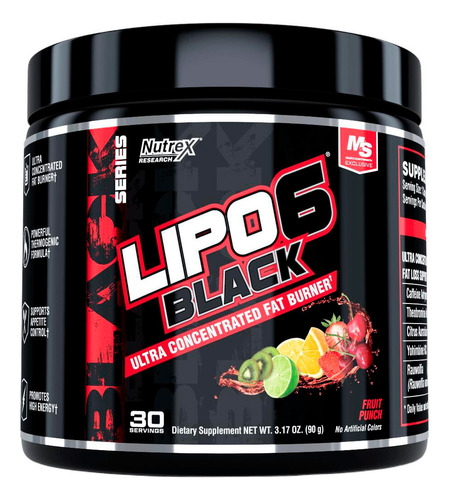 Lipo 6 Black Ultra Concentrated Quemador Nutrex 30 Serv. Sabor Fruit Punch