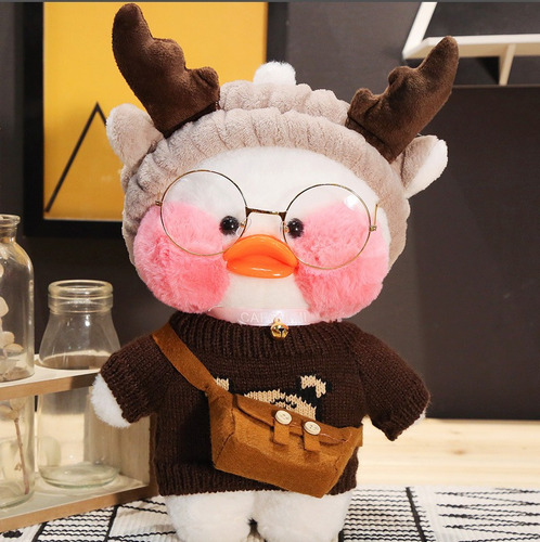 Imagen 2 de 9 de Lalafanfan Café Juguete De Peluche, Patito Con Accesorios.