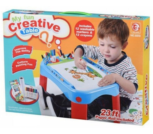 Imagen 6 de 7 de Mesa Pizarra Didáctica Para Niños Incluye Crayolas Sylvapen