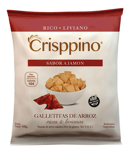 Crisppino Mini´s Galletitas De Arroz Sabor Jamon 100 Gr