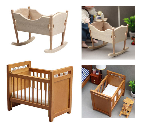 1:12 Dollhouse Cradle Diy Craft Room Decor Accesorios