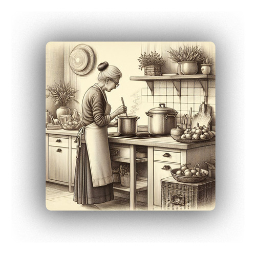Mousepad Abuela Cocinando Señora Ollas Cocina