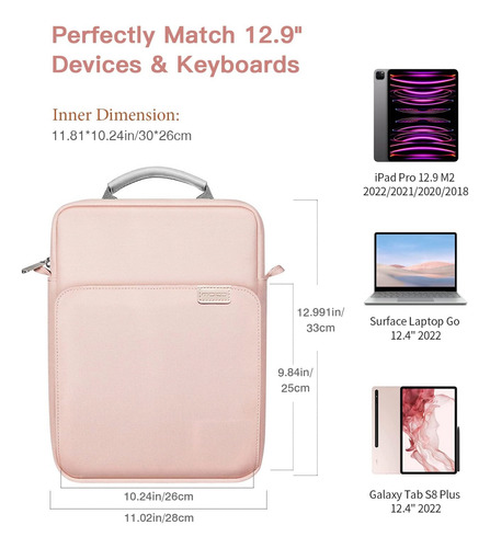 Funda Moko Para Portatil O Tableta De 12,9'', Color Rosa